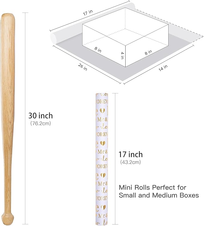 RUSPEPA Wedding Wrapping Paper Large Roll, Jumbo Roll, White and Gold Foil Love & Mr & Mrs Design, Romantic Gift Wrap for Wedding, Bridal Shower, Anniversary, Engagement, 30 Inches x 16.4 Feet