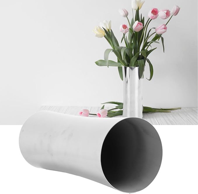 Hapivida Stainless Steel Vase, Metal Vase Centerpiece Decoration Tabletop Flower Silver Vases, Elegant Flower Vase for Office Home Wedding Decoration