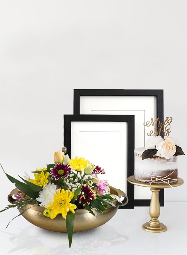 Serene Spaces Living Gold Handi Bowl: Hammered Texture, Decor for Living Rooms, Entryways, Restaurants, Indian Wedding. Table Centerpiece in Aluminum or Brass, Aluminum, 5" Tall & 15.5" Dia