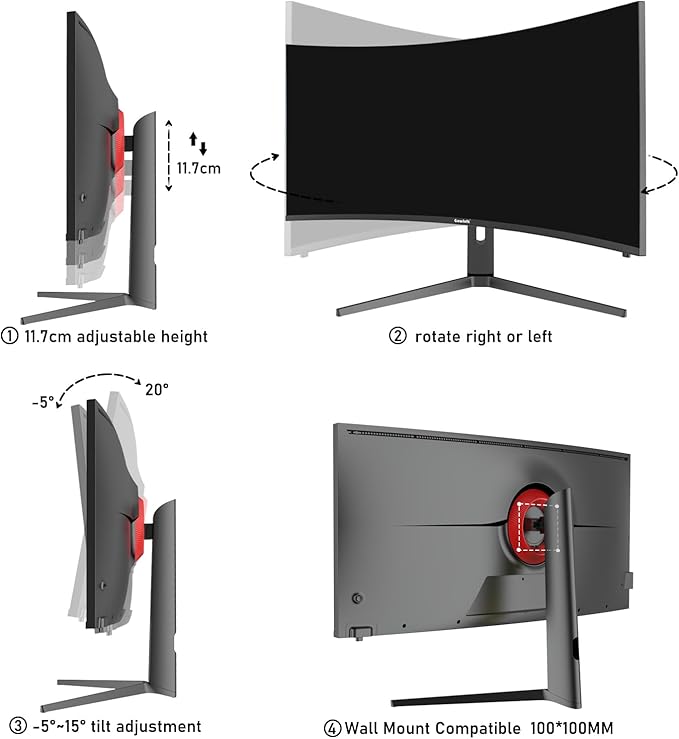 Gawfolk 40-inch IPS WUHD 5K (5120x2160) Ultrawide Curved 120Hz Gaming Computer Monitor, 2500R PC Screen, 21:9, 120% sRGB, Adaptive sync,with Speaker,Supports Lifting Rotating,DisplayPort, HDMI, Black