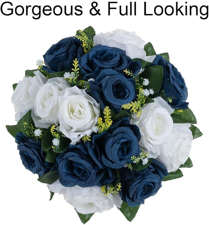 Flower Centerpieces for Wedding Tables: Wedding Table Decorations Navy Blue & White Flower Balls Centerpieces for Engagement Cerebration Party Center Pieces 6 Packs