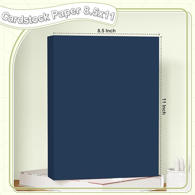 40 Sheets Cardstock 8.5x11, 65lb Darkblue Card Stock, Construction Paper, 180gsm Thick Printer Paper for Printing, Painting, Card Making, Kids School Supplies,Party Decorations