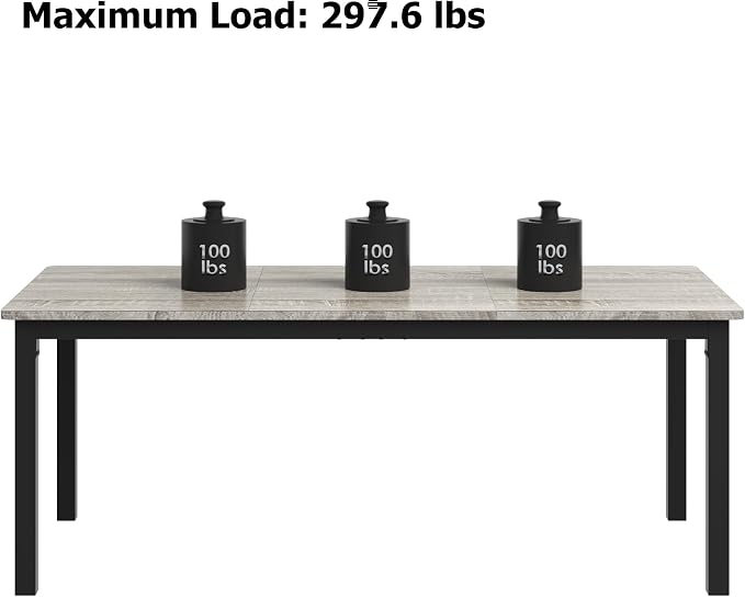 79 Inch Industrial Dining Table for 4-6 Person Rectangle Kitchen Table with Metal Legs,Round Corners, Writing Desk, for Modern Farmhouse, for Kitchen, Dining Room,Quick Assembly, Wood