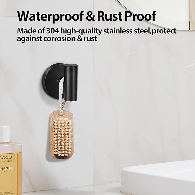Kruodop Towel Hooks for Bathroom,2 Packs Wall Mount Towel Holder,Blak Gold Matte Wall Robe Hook,Stainless Steel Heavy Duty Door Hanger Towel Hook for Kitchen, Bedroom,Hotel,Pool,Coats