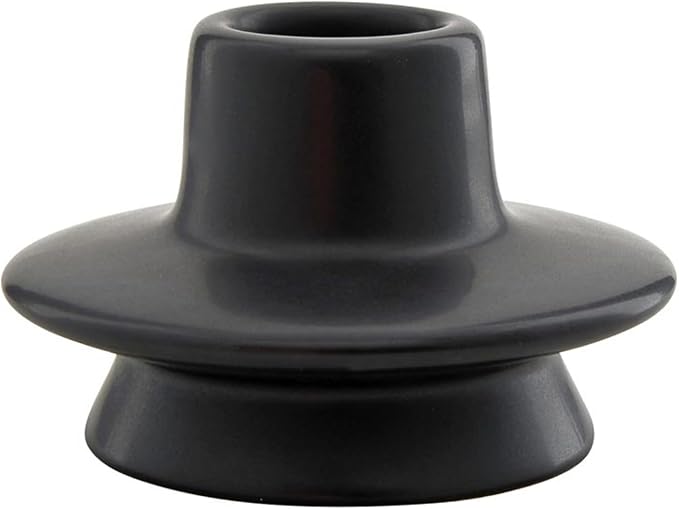 47th & Main Taper Candle Holders for Candlesticks, Ceramic Modern Decorative Candle Holder for Dining Table Centerpiece, Mini - 3" Diameter x 2" Tall, Black