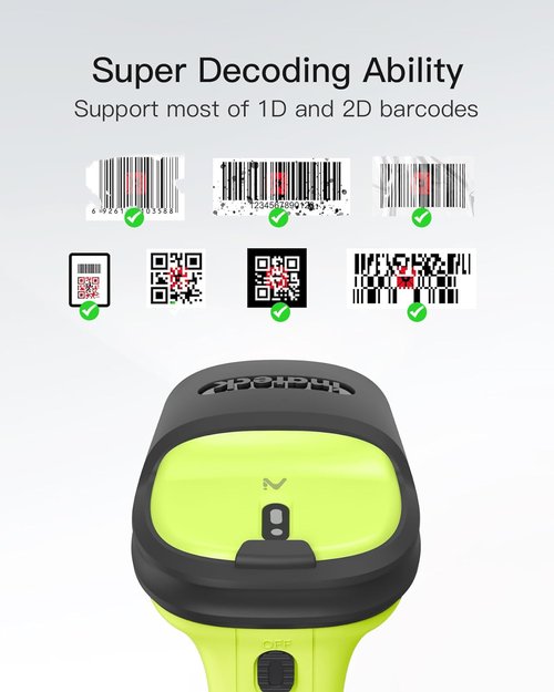 Inateck Wireless Bluetooth 2D Barcode Scanner - Fast & Accurate QR Code Scanning | 180-Day Battery Life, iOS/Android/Windows Compatible