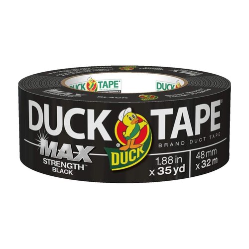 Duck Brand Max Strength Duct Tape - Heavy-Duty Black Adhesive | 3 Rolls, 1.88 Inch x 35 Yards Each