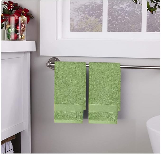 RUIBOLU Hand Towels for Bathroom - Cotton Ultra Soft Highly Absorbent Hand Towel 2 Set, Size 14" x 30" Home Bathroom Hand Towels for Bath, Hand, Face, Gym Towel (Green)