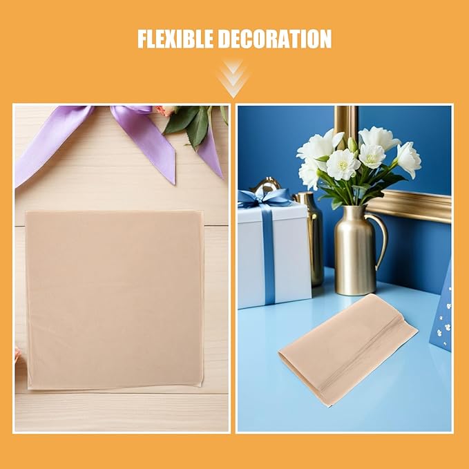 IDEANATEGRATE 100pcs Tissue Flower Wrapping Paper - Beige 11.8"x11.8" Waterproof Floral Bouquet Wraps for Florist Packaging Bouquet Arrangement Supplies
