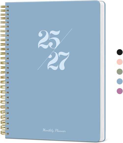 Monthly Planner 2025-2027 | 2-Year Calendar with 24 Months | 7" x 10" | Ideal for School, Office, Home - Blue