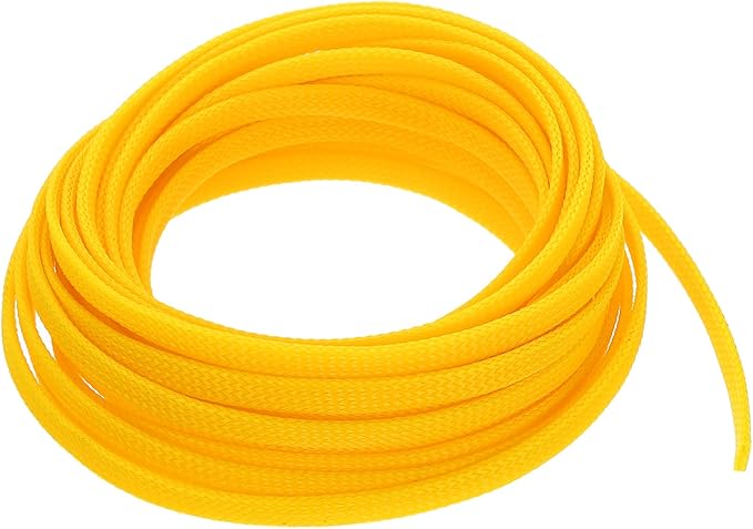 uxcell PET Expandable Sleeving 20ft 1/4" Yellow Cable Management Sleeve Cord Organizer for Wrap Protect Cable
