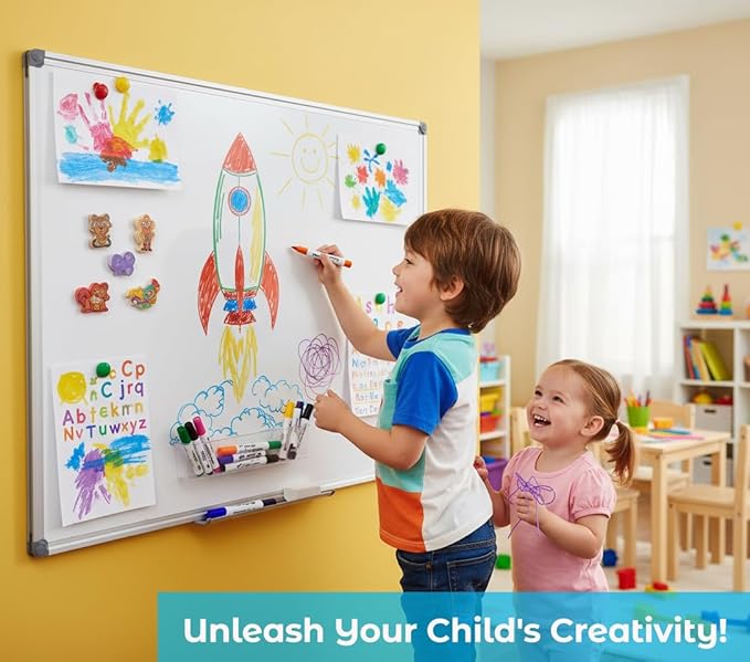 2 Pack 36" x 24" Magnetic Dry Erase Board with Removable Marker Tray| Commercial Quality Wall-Mounted Aluminum Message Presentation White Board for Kids, Students & Teachers