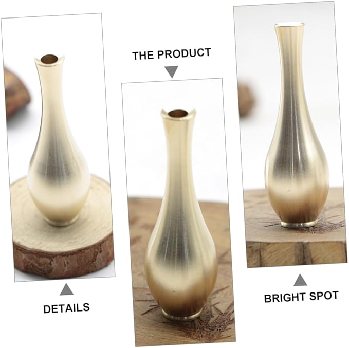 2pcs Mini Brass Vases Antique Desktop Flower Ornaments Creative Home Decor for Home and Tea Rooms Easy to Clean Decorative Adornments