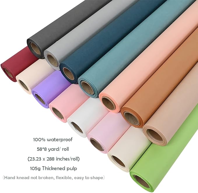 Korean Flower Wrapping Paper Bouquet Wraps Waterproof Solid Flowers Gifts Packaging Marterials Florist Supplies(Color 25 (Maltose))