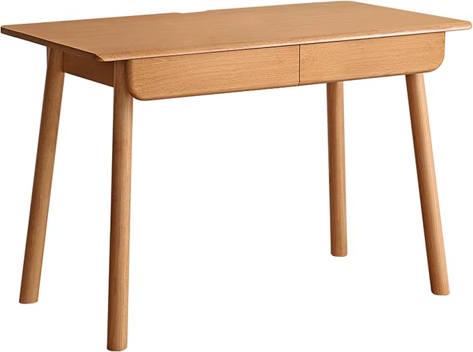 Solid Wood Desk, Mid Century Modern Home Office Desk, Computer Desk with Drawer for Writing Study Vanity 41.33" W