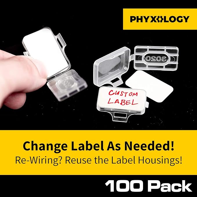 Heavy Duty, Strong 10-Inch Zip Ties and Reusable Label Boxes 100Pk. Box Attaches to Sturdy Cord Bundler for Desk, PC and Desktop Cable Management. Great White Organizer for Cables, Wires and Equipment