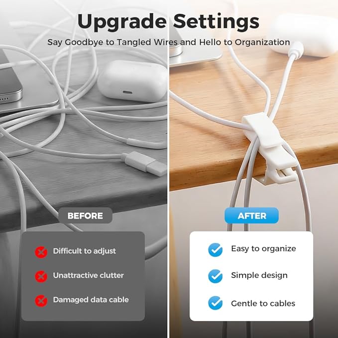 Movable Cord Holder for Nightstand, 2026 New Upgrade Cord Organizer Holder, Cable Organizers USB Cable Holder Wire Organizer Cord Clips, Cable Hider for Home, Office,Cubicle Accessories (9, Black)