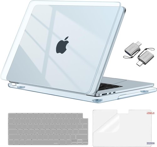 MOSISO MacBook Air 13-Inch Case - Hard Shell with Keyboard Cover & Screen Film | Sky Blue, 2022-2026 Models