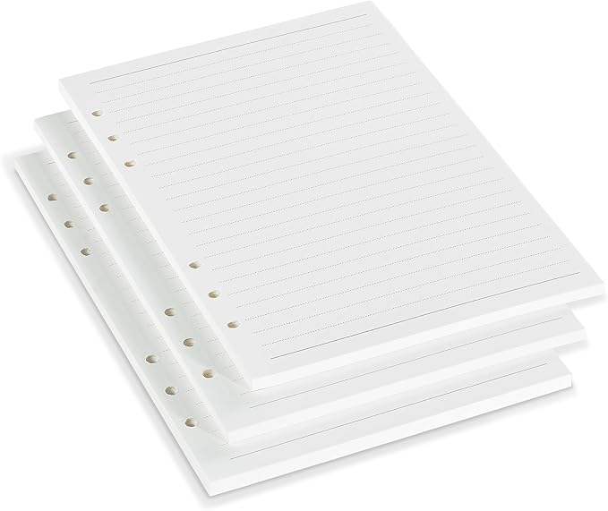 A5 Line Loose Leaf Refill Paper, 210x142mm, 135 Sheets Planner Refills, 6-Ring Binder Refill, 100GSM College Ruled Insert Papers for Notebooks, School, Office, College Notes, Journals & Note-Taking