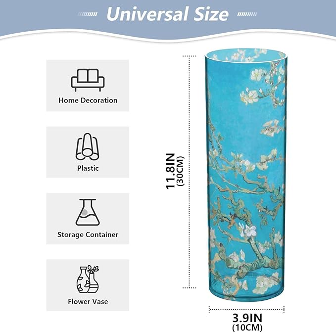 Vase Plastic Vase Elegant Cylinder Flower Vase Shatterproof Decorative Centerpiece for Home Table Office Weddings Events (11.8 x 3.9 in)