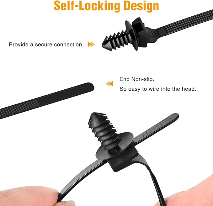 GOOACC Push Mount Cable Zip Ties Heavy Duty Nylon Push Mount 4 Popular Sizes Self Locking Cable Strap Assortment for Indoor Outdoor Wire Tying Construction Auto ect. -120 Pcs