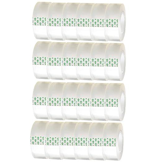 WUKAKA 24 Pack Transparent Tape Clear Tape Refills Rolls Each Roll 3/4 x 1000 Inches, 1 inch Core, for Office, Home, School