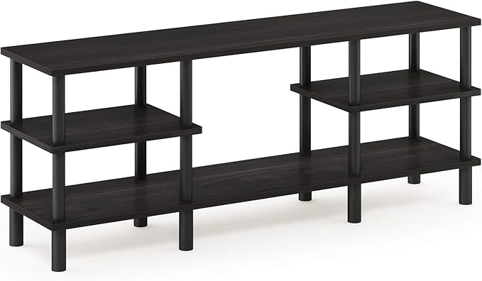 Furinno Turn-N-Tube 3-Tier Multipurpose Wide Shelf TV Stand, Espresso/Black