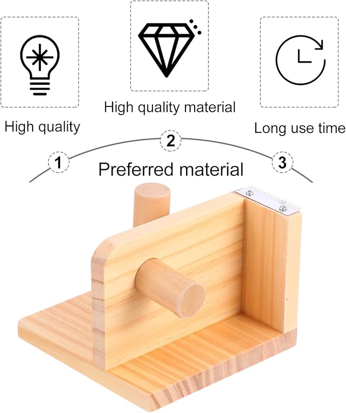 QUMIIRITY Creative Wooden Tape Holder Dispenser Sturdy Desk Cutter for Office Stationery Portable Lightweight Adhesive Tape Seat with Easy Fast Cutting