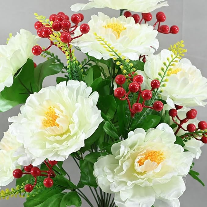 2 Packs Peonies Artificial Flowers Vintage Faux Peony Bouquet Fake Flower Arrangements for Vase Table Centerpiece Wedding Party Decoration Indoor Home Decor 2025