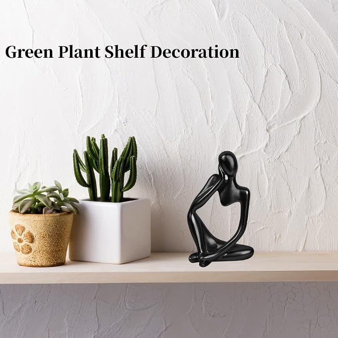 Prettidecor Gold Home Decor Thinker Statue Accents, Set of 3 Thinker Sculptures Office Decor Modern Abstract Resin Decoration on Shelf Table Desk for Living Room Office Bedroom (Black, Large)
