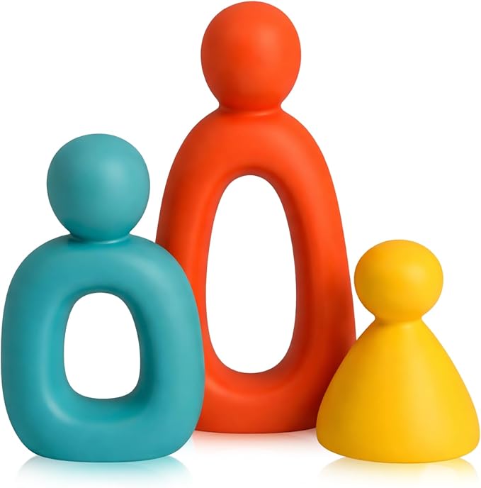 Youyole 3 Pcs Mid Century Modern Decor Abstract Family of 3 Figurines for Shelf Sculpture Love Home Decorative Accents Abstract Decorative Statue for Shelves Living Room Office Table Decorations