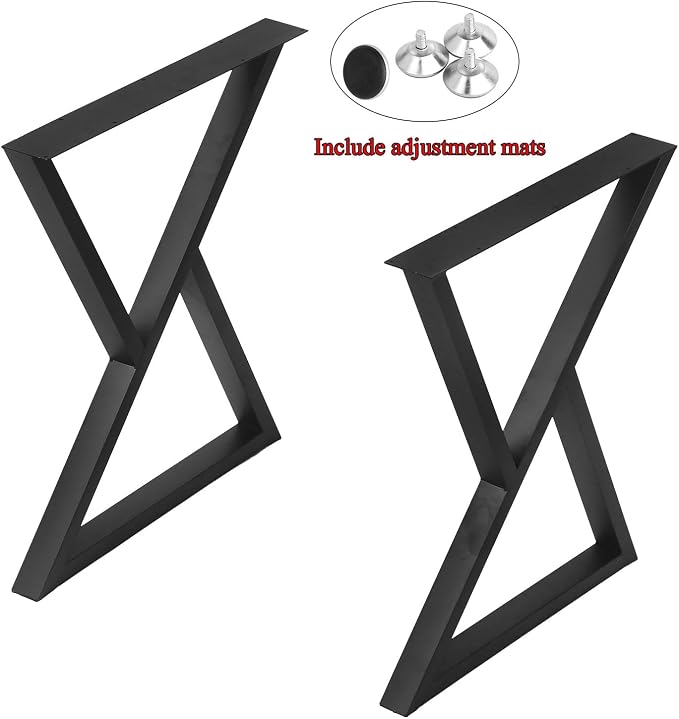 MBQQ 2 Pcs Triangle Table Legs - Heavy Duty Metal, Rustic Decor, Industrial Modern, DIY Cast Iron Bench Legs (H28'xW24')