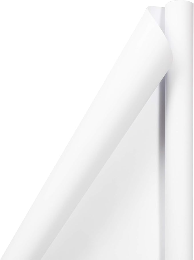 JAM Paper Gift Wrap - Matte Wrapping Paper - 50 Sq Ft Total (30 in x 10 Ft Each) - Matte White - 2 Rolls/Pack