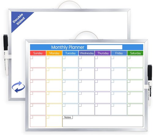 Colorful Monthly Dry Erase Calendar - 16" x 12" Wall Hanging Whiteboard Planner for Home, School, Office