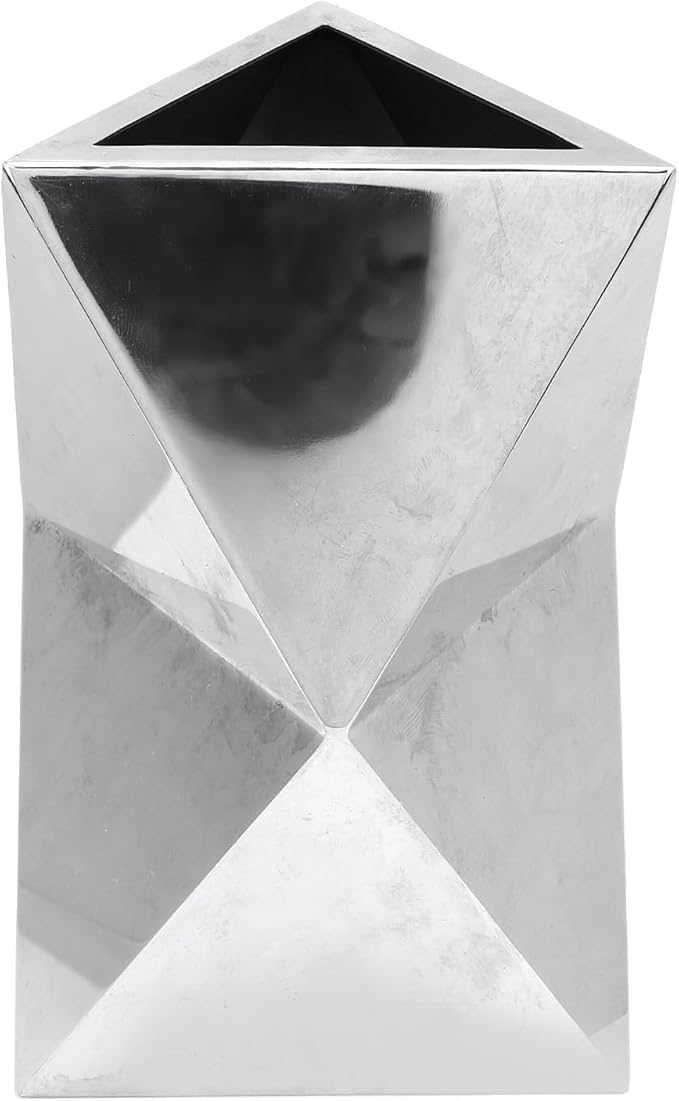 304 Stainless Steel Vase Compact Exquisite Craft Rhombus Design Modern Tabletop Flower Vase for Home Living Room Dinning Room Studio