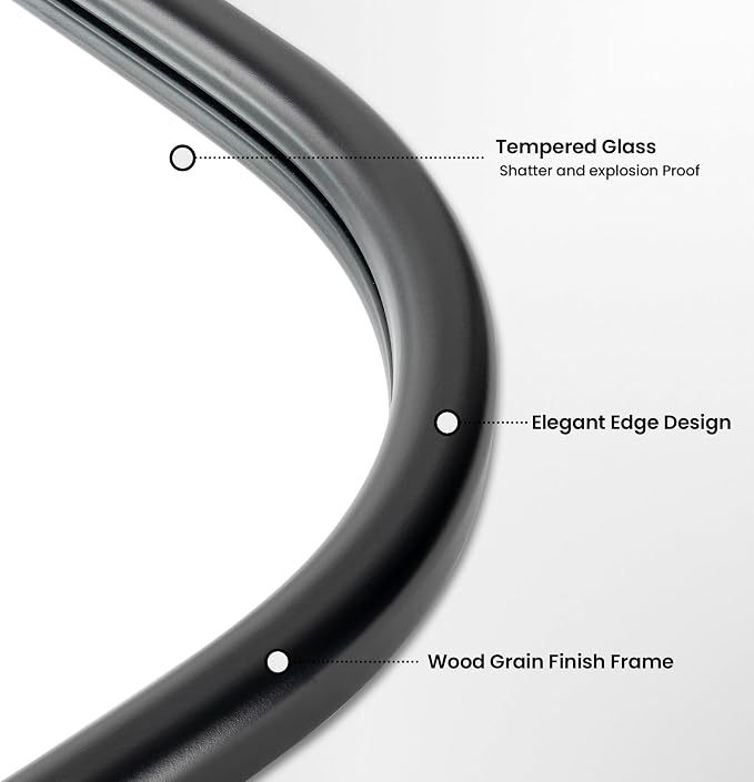 20"x30" Arch Wall Mirror Bathroom Mirror for Wall Mounted, Tempered Glass, Wood Grain Finish Frame Wall Mirror Decorative for Living Room Bedroom Entryway, Black