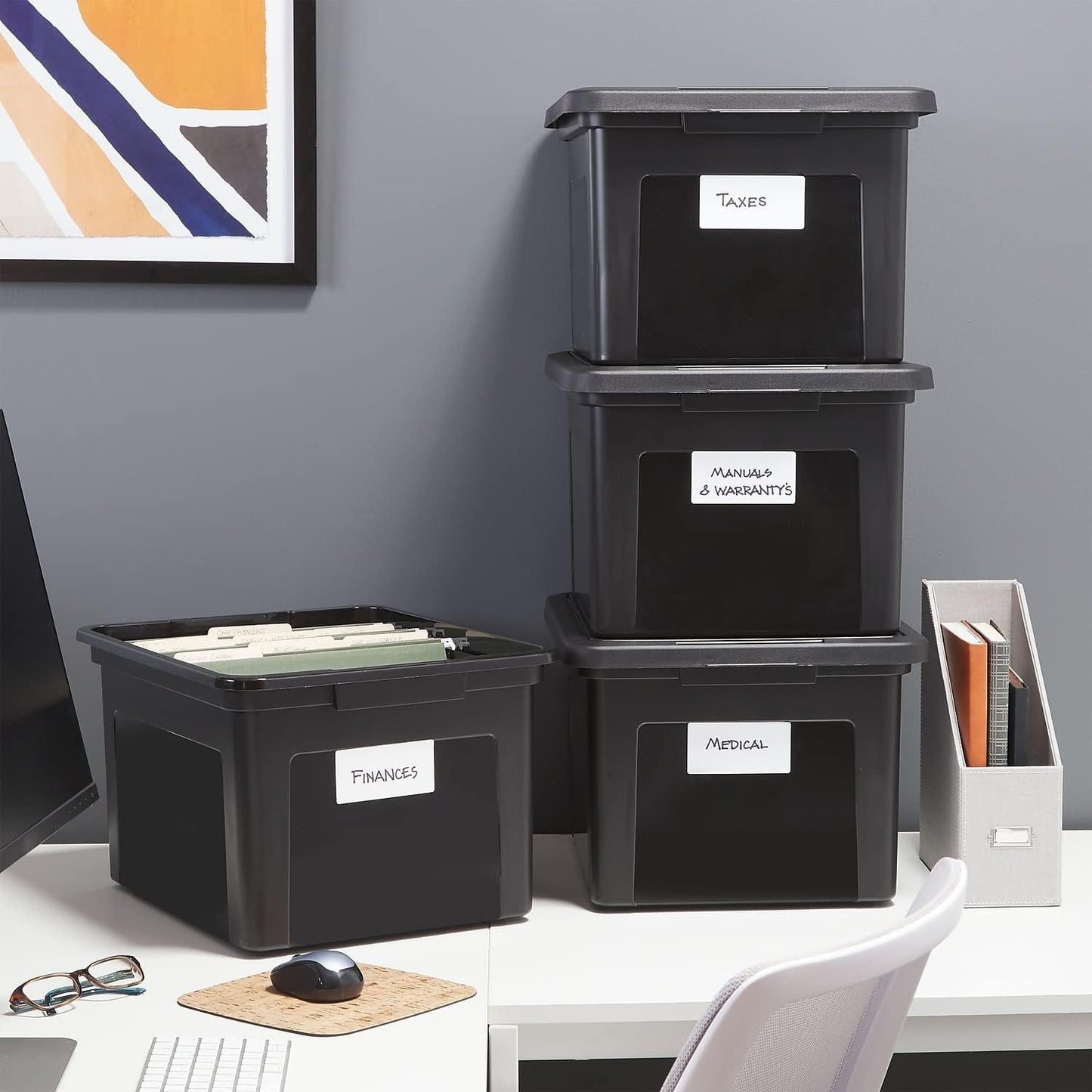 STAPLES Hanging File Folder Box - Durable Storage Organizer for Letter & Legal Size Documents, Black
