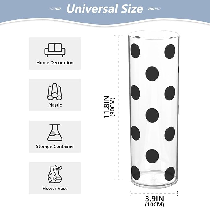 Vase Plastic Vase Elegant Cylinder Flower Vase Shatterproof Decorative Centerpiece for Home Table Office Weddings Events (11.8 x 3.9 in)