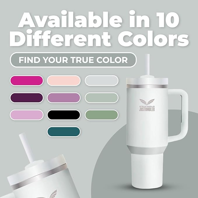 40 Oz Insulated Tumbler with Handle and Straw, Stainless Steel Coffee Travel Mug with Lid, Leak Proof Water Bottle with Accessories, Frost