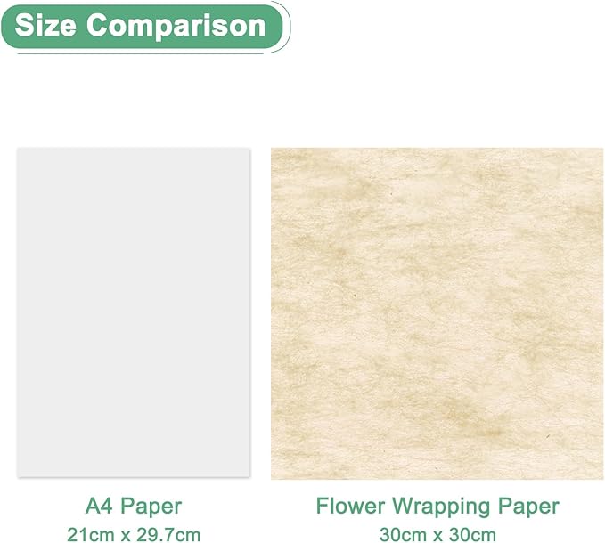 M METERXITY 114-Sheet Korean Cotton Wrapping Flower Paper, 11.8 Inch/ 30cm Waterproof Floral Wrapping Cotton Paper for Bouquets/Gift Packaging [Khaki]