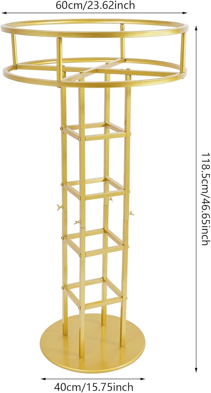 Wedding Flower Display Stand, Gold Open Flower Frame, 46.65 in Tall Metal Floral Riser, Wedding Centerpiece Top Flower Display Stand Pedestal, for Wedding Birthday Party Events Decor