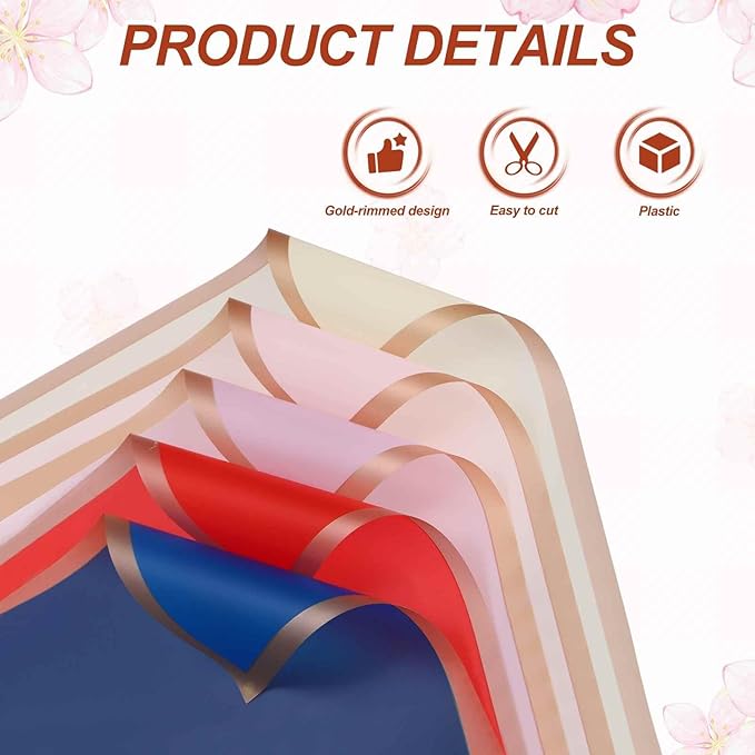 MECCANIXITY Flower Bouquet Wrapping Paper, 56cm/22 Inch Waterproof Floral Wrapping Paper for Flower Bouquet DIY Gift, Wedding, Birthdays, Valentine's Day, Pack of 20(Black)