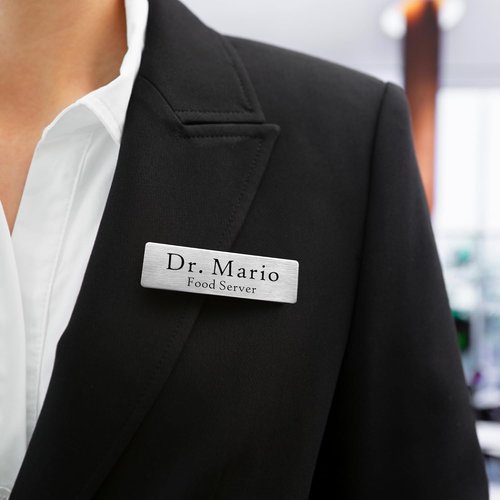 EDSG Custom Magnetic Name Tags - Personalized Metal Name Badge Pin with Strong Magnetic Backing | 1" x 3" Engraved Tag in Gold