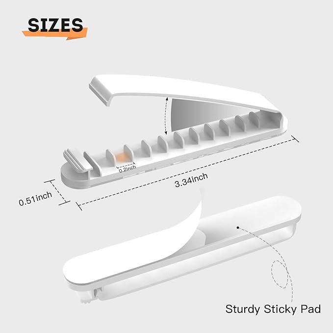 pzoz Cable Clips, 3 Pack Cord Organizer Charger Cable Management for Organizing Home Office Desk Phone Car Cable Wire, Self Adhesive Cord Holders (White)
