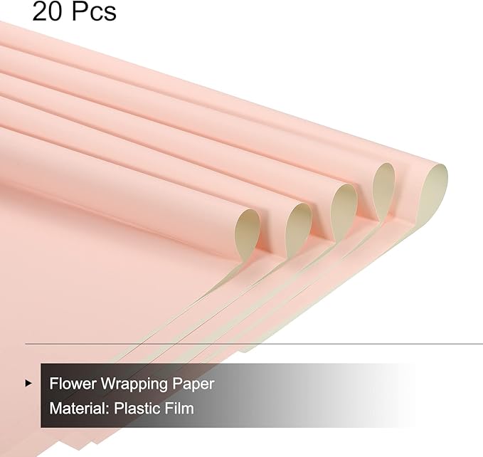 MECCANIXITY 20 Pcs Double Sided Color Flower Wrapping Paper Milk White+Pink 22.8"x22.8" Waterproof for Florist Bouquet Supplies, DIY Crafts, Gift Box Packaging