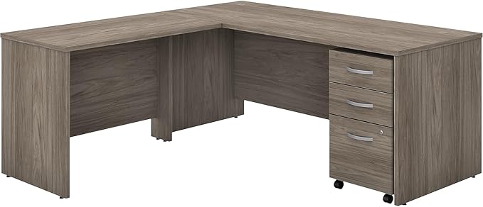 Bush Business Furniture Studio C L Shaped Desk with Mobile File Cabinet and Return, 72W x 30D, Modern Hickory