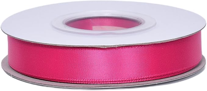 YAMA Hot Pink Double Faced Satin Ribbon 5/8 Inch 25 Yards Hot Pink Fabric Ribbons for Gift Wrapping Crafts Bows Wedding Party Decoration