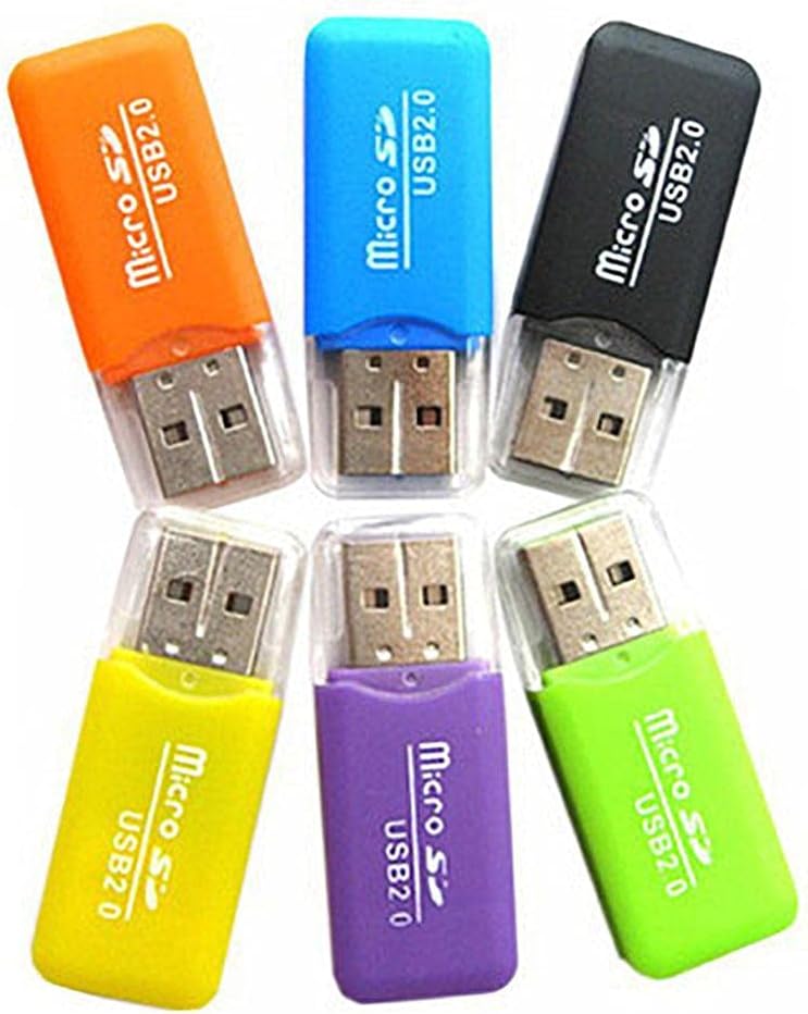 VizGiz Micro SD Card Reader - 6 Pack USB 2.0 Adapter for Android, PC, Mac & More | Compact Design
