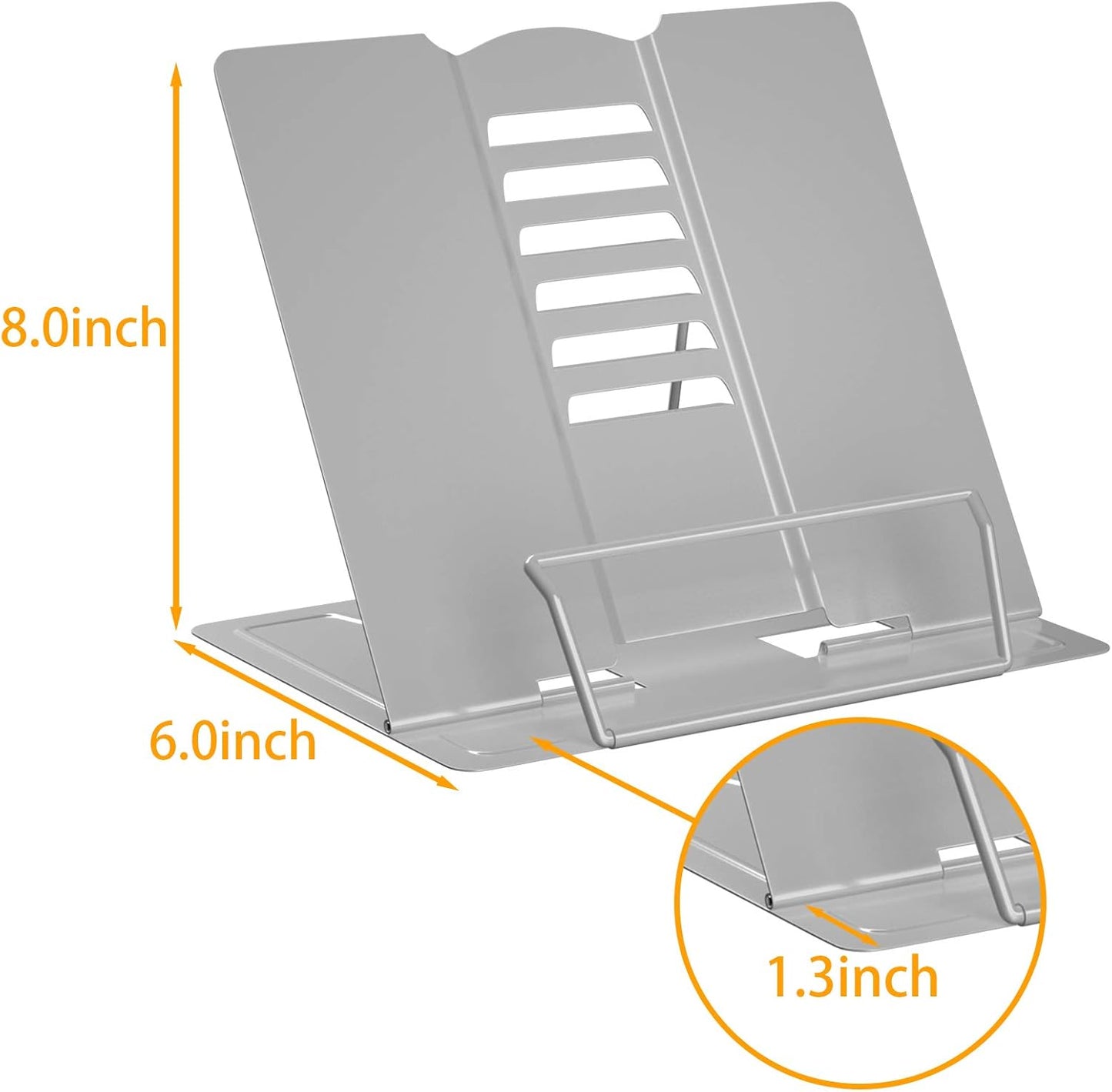 VFINE Adjustable Desk Book Stand - Portable Metal Holder for Textbooks & Cookbooks - Gray
