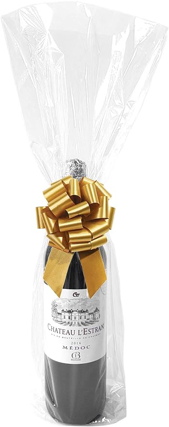 Wowfit Cello Bags,10 CT 9x20 inches Clear Cellophane Bags Perfect for Gift, Presents, Wine Bottles, Bridal/Baby Showers and More (Flat, No Gusset, Ribbon NOT included)